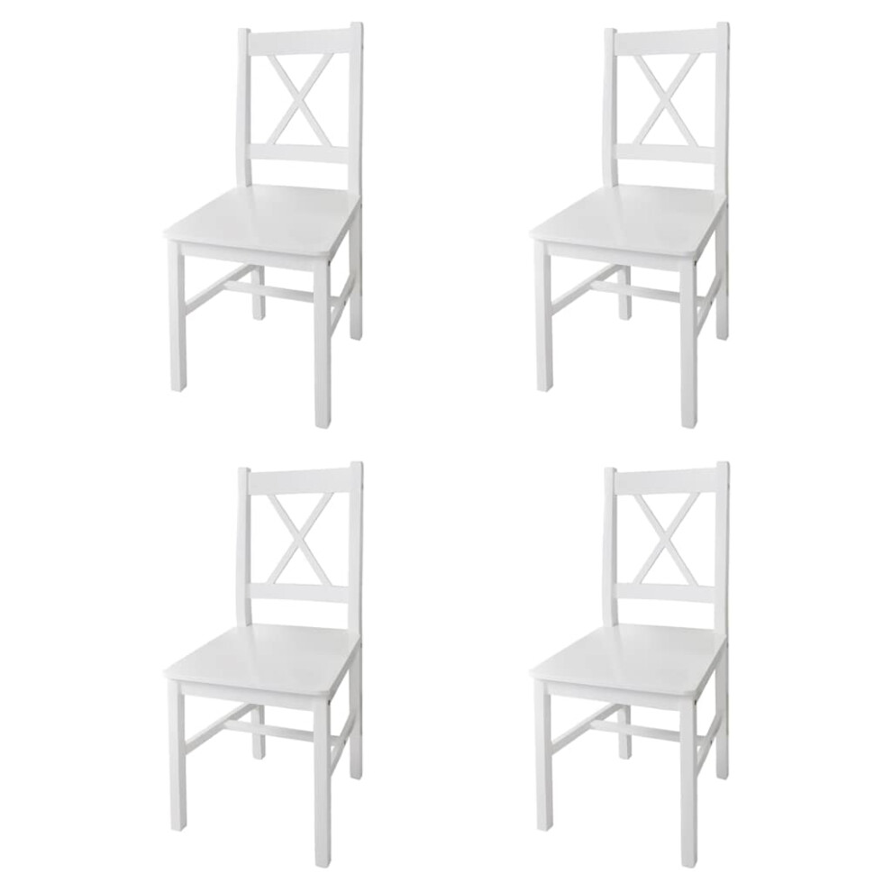 Vidaxl 4X Dining Chairs Wood White Home Kitchen Living Room Furniture Seat