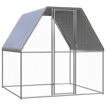 vidaXL Chicken Cage Farm Walk in Chicken Coop Silver and Grey Galvanised Steel