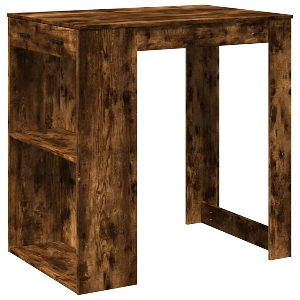 Vidaxl Bar Table Kitchen Counter Table Bistro Table Smoked Oak Engineered Wood