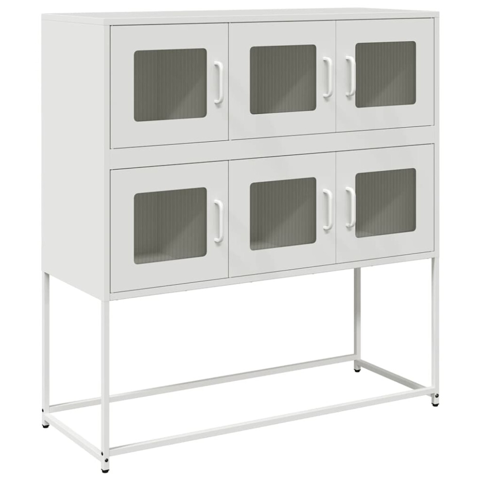 Vidaxl (White) Sideboard White 100.5X39x107 Cm Cold-Rolled Steel Storage Cabinet