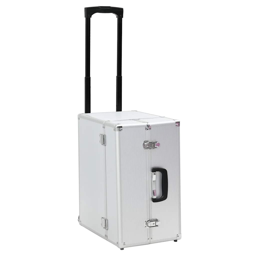 vidaXL Pilot Trolley Silver Aluminium Pilot Case Travel Bag Luggage Trolley