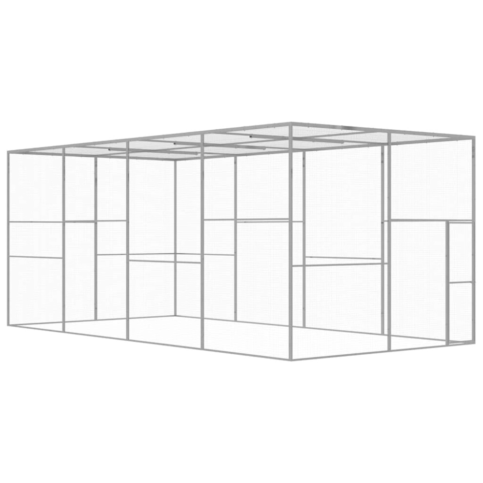 vidaXL Cat Cage 6x3x2.5m Galvanised Steel Outdoor Small Animal Pet Run House