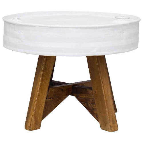 vidaXL Solid Reclaimed Wood Coffee Table 60x45cm White Couch Table End Table 1