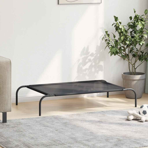 VidaXL Erhöhtes Hundebett Schwarz L Textilene 2