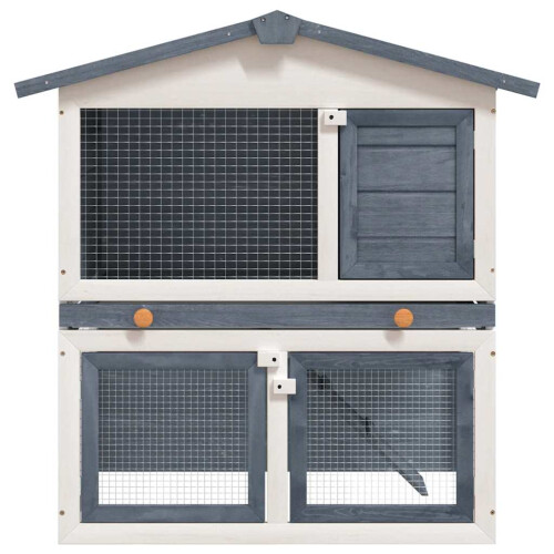 VidaXL vidaXL Kaninchenstall 3 Türen Grau Holz 1