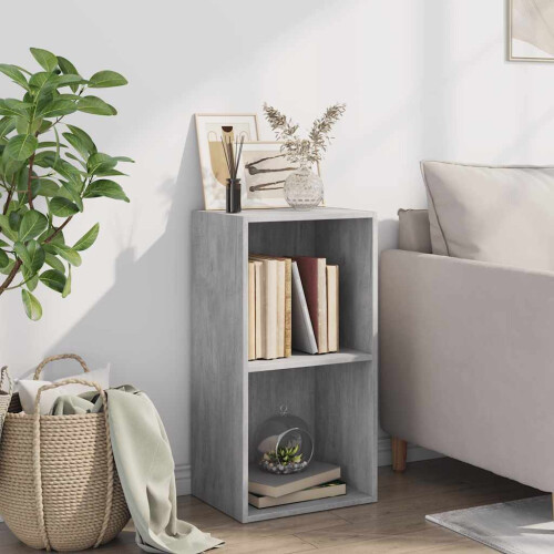 VidaXL vidaXL 2-Tier Book Cabinet Concrete Grey Engineered Wood Storage Highboard 2