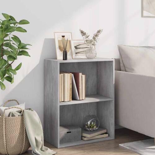 VidaXL vidaXL 2-Tier Book Cabinet Concrete Grey Engineered Wood Storage Highboard 2