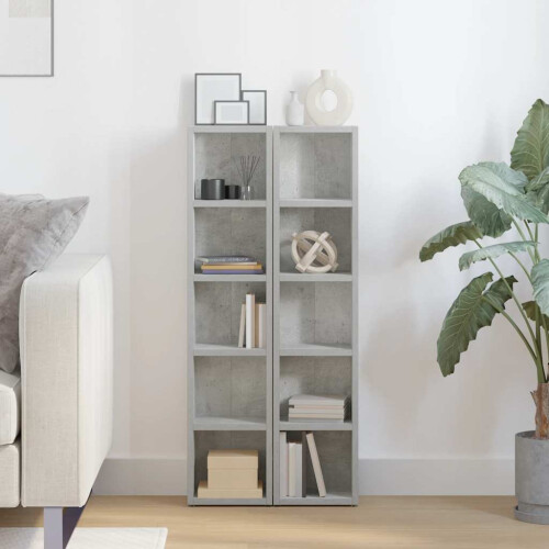 VidaXL vidaXL CD Cabinets Shelf Cupboard Bookcase 2 pcs Concrete Grey Engineered Wood 2