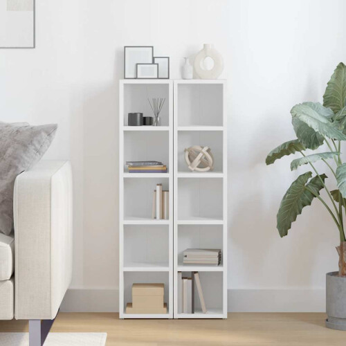 VidaXL vidaXL CD Cabinets Display Shelf Cupboard Bookcase 2 pcs White Engineered Wood 2