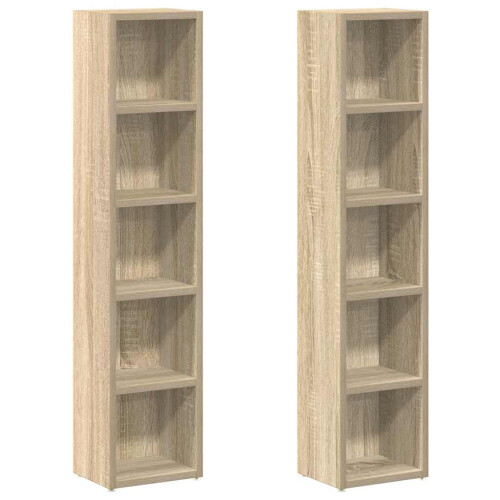 VidaXL vidaXL CD Cabinets Shelf Cupboard Bookcase 2 pcs Sonoma Oak Engineered Wood 1