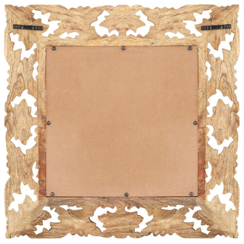 VidaXL vidaXL Solid Mango Wood Hand Carved Mirror Brown Wall Wooden Makeup Accessory 2
