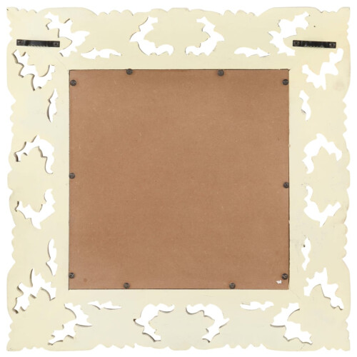 VidaXL vidaXL Solid Mango Wood Hand Carved Mirror White Wall Wooden Makeup Accessory 2