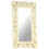 VidaXL vidaXL Solid Mango Wood Hand Carved Mirror White Wooden Wall Makeup Accessory 2
