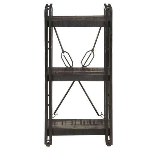 VidaXL vidaXL Solid Mango Wood 3-Tier Bookcase Black 40x30x80 cm Book Rack Bookshelf 1