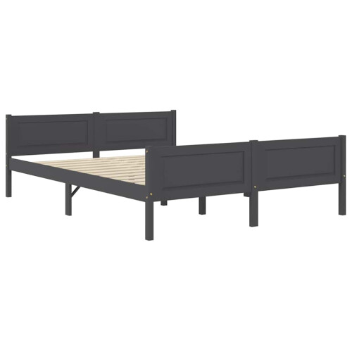 VidaXL vidaXL Solid Pinewood Bed Frame 160x200 cm Grey Wooden Double Base Bedstead 1