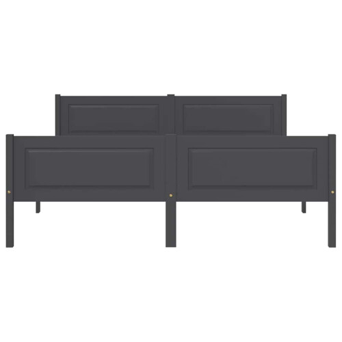 VidaXL vidaXL Solid Pinewood Bed Frame 160x200 cm Grey Wooden Double Base Bedstead 2
