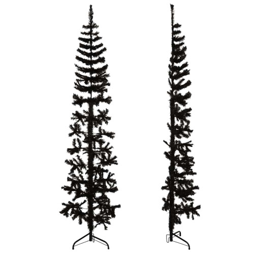 VidaXL (black, 210 cm) vidaXL Slim Artificial Half Christmas Tree with Stand Xmas Artificial Tree 2