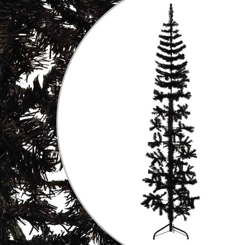 VidaXL (black, 210 cm) vidaXL Slim Artificial Half Christmas Tree with Stand Xmas Artificial Tree 1