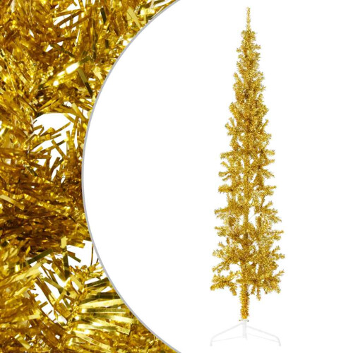 VidaXL (gold, 240 cm) vidaXL Slim Artificial Half Christmas Tree with Stand Xmas Artificial Tree 1