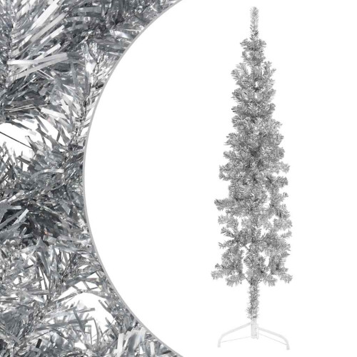 VidaXL (silver, 180 cm) vidaXL Slim Artificial Half Christmas Tree with Stand Xmas Artificial Tree 2