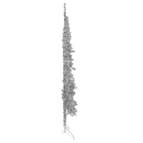 VidaXL (silver, 210 cm) vidaXL Slim Artificial Half Christmas Tree with Stand Xmas Artificial Tree 1