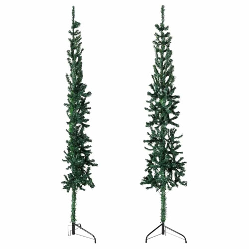 VidaXL (green, 210 cm) vidaXL Slim Artificial Half Christmas Tree with Stand Xmas Artificial Tree 2