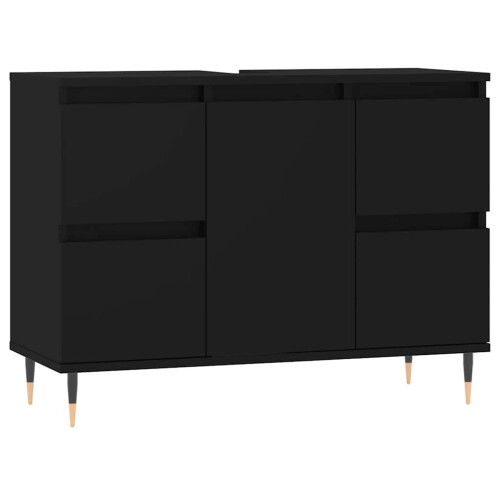 VidaXL (black) vidaXL Bathroom Cabinet Vanity Unit Highboard Cupboard White Engineered Wood 1