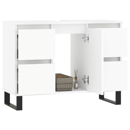 VidaXL (white) vidaXL Bathroom Cabinet Vanity Unit Highboard Cupboard White Engineered Wood 2