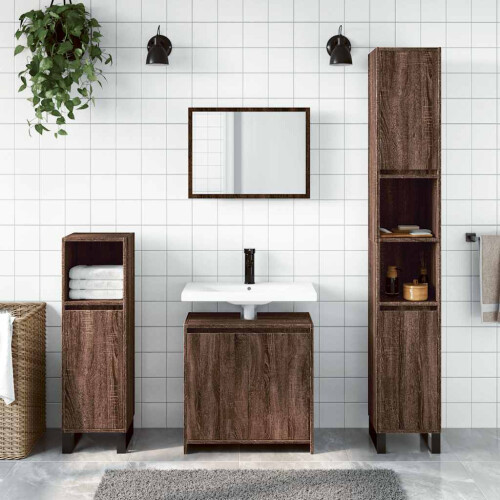 VidaXL vidaXL 2-tlg. Badmöbel-Set Braun Eichen-Optik Holzwerkstoff 2