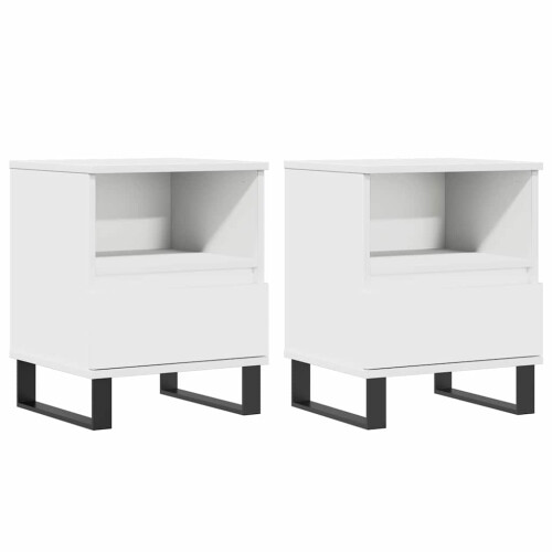 VidaXL (white, 2 pcs) vidaXL Bedside Cabinets Nightstand Side Table Bed Cabinet Engineered Wood 1
