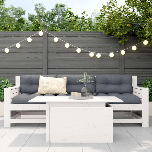 VidaXL vidaXL Garden Table Outdoor Table Patio Dining Table White Solid Wood Pine 2