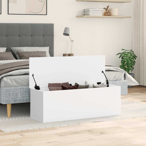 VidaXL vidaXL Storage Box Toy Box Blanket Box Storage Chest White Engineered Wood 2