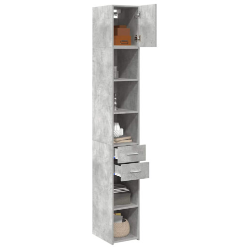 VidaXL (concrete grey) vidaXL Slim Storage Cabinet Highboard Sideboard Concrete Grey Engineered Wood 2