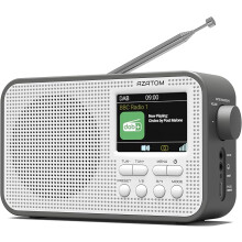 DAB DAB+ FM Portable Radio with Rechargeable battery, Bluetooth, Alarm, Alarms, AUX, Headphone, 80 Presets (AZATOM Aspire G2 Grey)