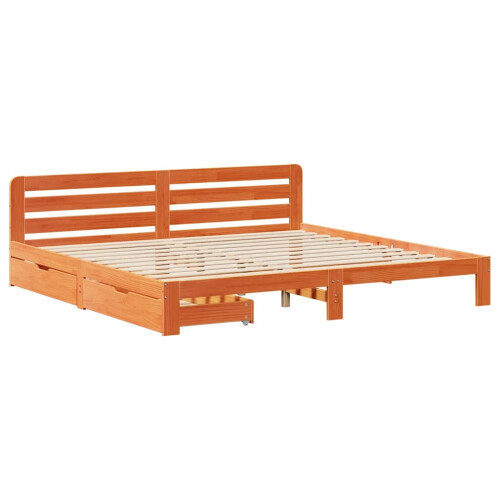 VidaXL vidaXL Bed Frame without Mattress Bed Wax Brown Super King Solid Wood Pine 2