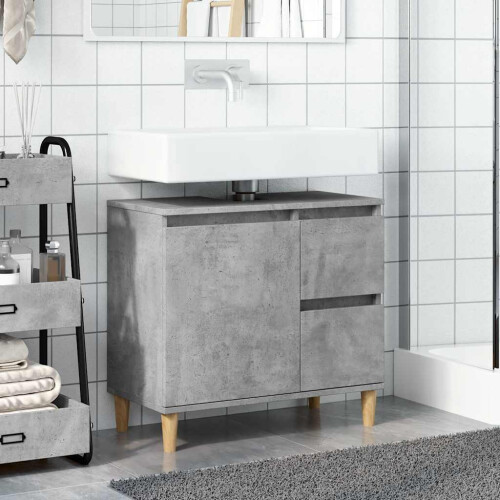 VidaXL vidaXL Sink Cabinet Vanity Unit Storage Cupboard Concrete Grey Engineered Wood 2