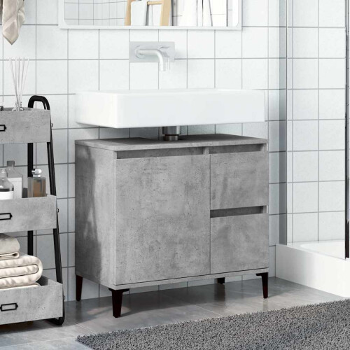 VidaXL vidaXL Sink Cabinet Vanity Unit Storage Cupboard Concrete Grey Engineered Wood 2