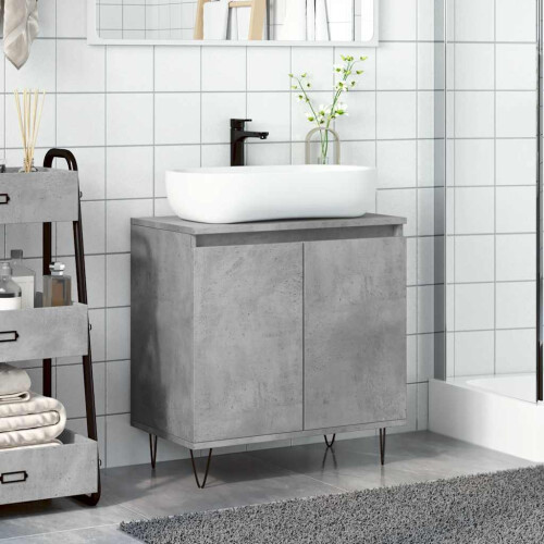 VidaXL vidaXL Bathroom Cabinet Cupboard Vanity Unit Concrete Grey Engineered Wood 2