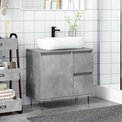 VidaXL vidaXL Sink Cabinet Vanity Unit Storage Cupboard Concrete Oak Engineered Wood 2