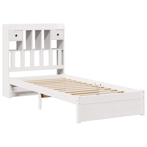 VidaXL (white, 75 x 190 cm) vidaXL Bookcase Bed without Mattress Bed Base Solid Wood Pine 2