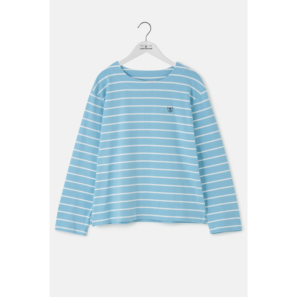 (UK 14, Marine Blue Stripe) Causeway Womens Breton Top