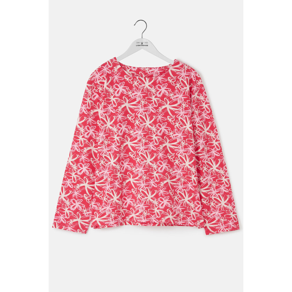 (UK 18, Raspberry Floral) Causeway Womens Breton Top