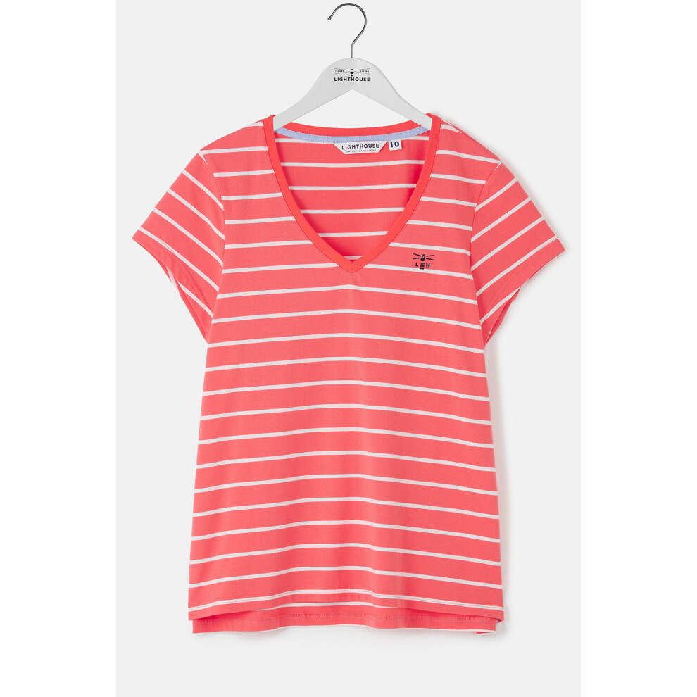Lighthouse Women's Orange (Uk, Deep Coral Stripe) Ariana T-Shirt Size 14