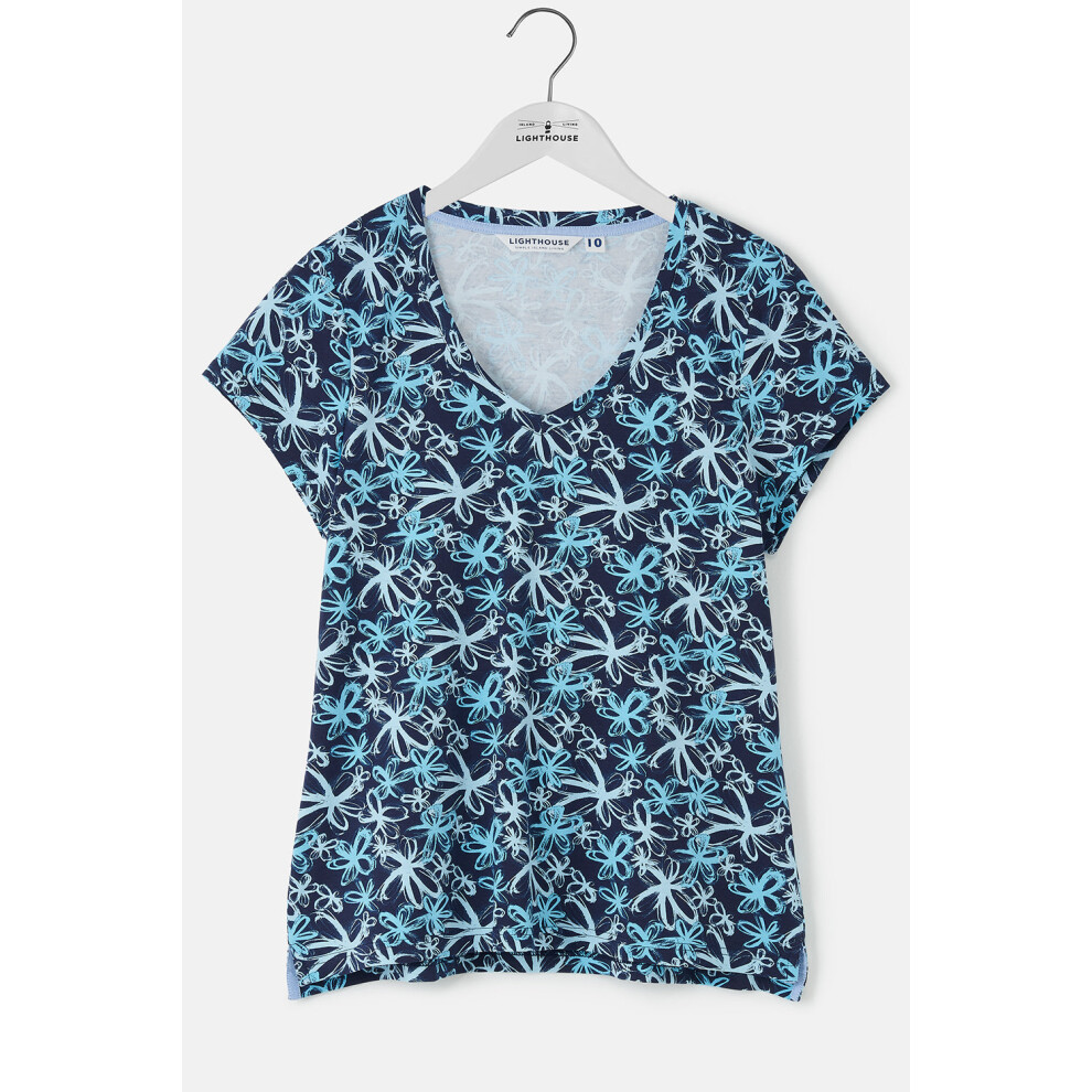 Lighthouse (Uk 18, Navy Floral) Ariana Womens T-Shirt