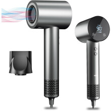 (Grey) Hair Dryer Hairdryer Travel Hairdryers for Women Ionic Silent Hairdryer 1500W HD Display Temperature Touchscreen Low Noise Hair Dryer Ion