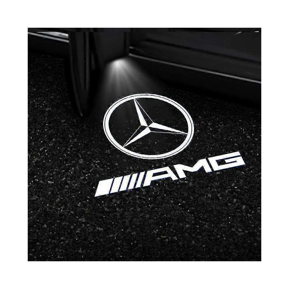 (6) 2x Car Door Led Projector For Mercedes Benz Gls/glc/glb/gla/a/b/c/e-