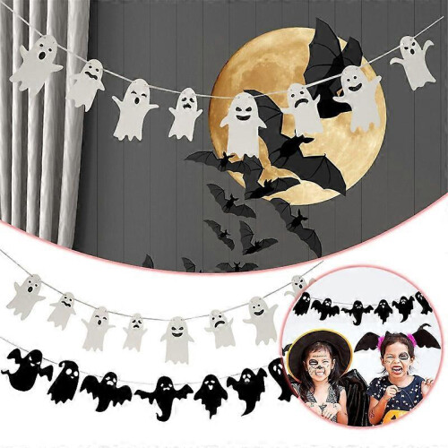 Halloween Bunting Banners Cute Ghost Streamer Garland Flags Paper Chain on OnBuy