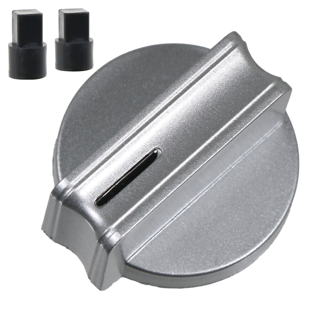 SPARES2GO UNIVERSAL Cooker Oven Hob Silver 6mm 'D' Shaft CONTROL KNOB & ADAPTOR