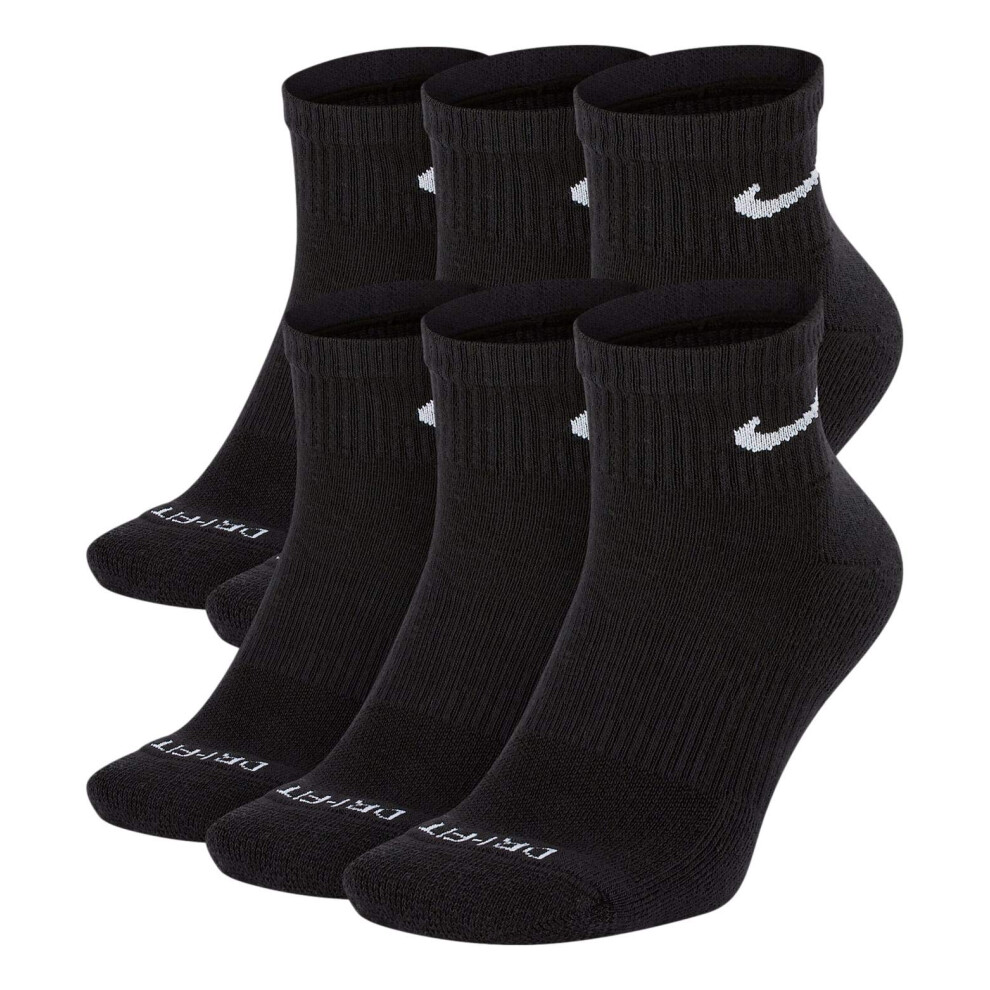 Nike Everyday Plus Cotton Cushioned Dri-Fit Ankle Socks 6 Pair White/Black  Medium