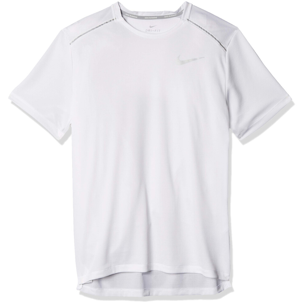 Nike Men's Dri-Fit Miler Short-Sleeve Running Top White/White/Reflecti